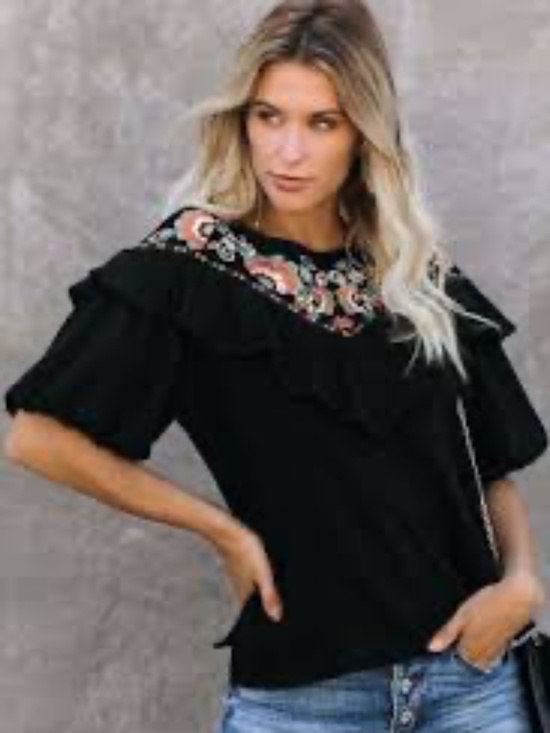 THML Tops - Floral Embroidered Blouse